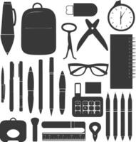 AI generated Silhouette office supplies black color only vector