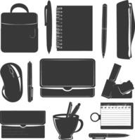 AI generated Silhouette office supplies black color only vector