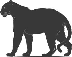 AI generated Silhouette panther animal black color only full body vector