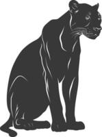 AI generated Silhouette panther animal black color only full body vector