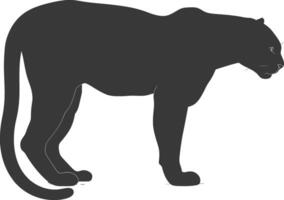 AI generated Silhouette panther animal black color only full body vector