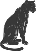 AI generated Silhouette panther animal black color only full body vector