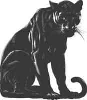 AI generated Silhouette panther animal black color only full body vector