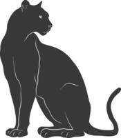 AI generated Silhouette panther animal black color only full body vector