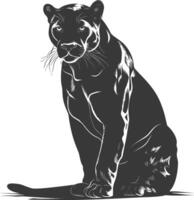 AI generated Silhouette panther animal black color only full body vector