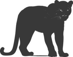 AI generated Silhouette panther animal black color only full body vector