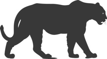 AI generated Silhouette panther animal black color only full body vector