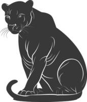 AI generated Silhouette panther animal black color only full body vector