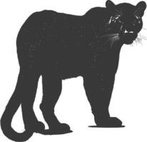 AI generated Silhouette panther animal black color only full body vector