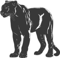 AI generated Silhouette panther animal black color only full body vector