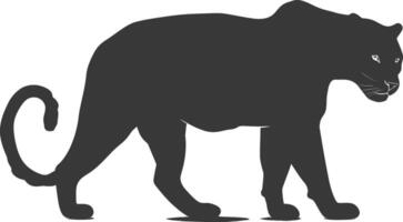 AI generated Silhouette panther animal black color only full body vector