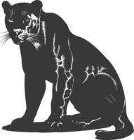 AI generated Silhouette panther animal black color only full body vector