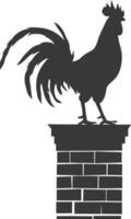 AI generated Silhouette rooster on top of building black color only vector