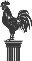 AI generated Silhouette rooster on top of building black color only vector