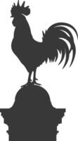 AI generated Silhouette rooster on top of building black color only vector