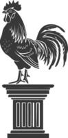 AI generated Silhouette rooster on top of building black color only vector