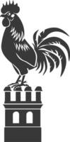 AI generated Silhouette rooster on top of building black color only vector