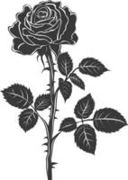 AI generated Silhouette rose flower black color only vector