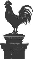 AI generated Silhouette rooster on top of building black color only vector