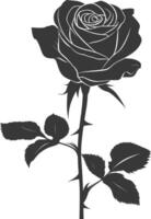 AI generated Silhouette rose flower black color only vector