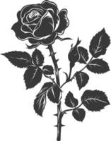 AI generated Silhouette rose flower black color only vector