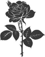 AI generated Silhouette rose flower black color only vector