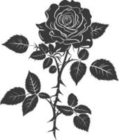 AI generated Silhouette rose flower black color only vector