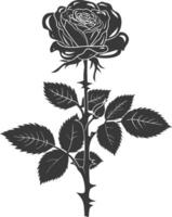 AI generated Silhouette rose flower black color only vector