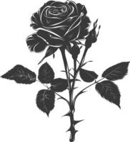 AI generated Silhouette rose flower black color only vector