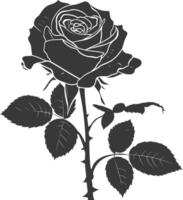 AI generated Silhouette rose flower black color only vector