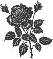 AI generated Silhouette rose flower black color only vector