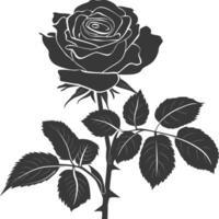 AI generated Silhouette rose flower black color only vector