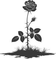 AI generated Silhouette rose flower in the ground black color only vector