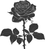 AI generated Silhouette rose flower black color only vector