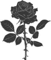 AI generated Silhouette rose flower black color only vector