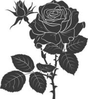 AI generated Silhouette rose flower black color only vector