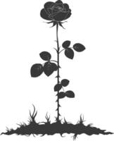 AI generated Silhouette rose flower in the ground black color only vector