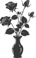 ai generado silueta Rosa flor en el florero negro color solamente vector