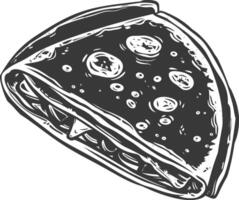 AI generated silhouette quesadilla mexican food black color only vector