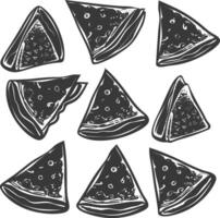 AI generated silhouette quesadilla mexican food black color only vector