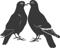 AI generated Silhouette dove bird animal couple pigeon black color only vector