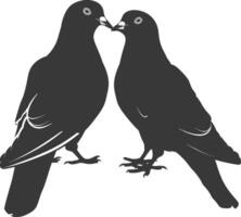 AI generated Silhouette dove bird animal couple pigeon black color only vector