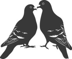 AI generated Silhouette dove bird animal couple pigeon black color only vector