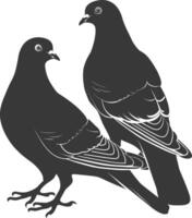 AI generated Silhouette dove bird animal couple pigeon black color only vector