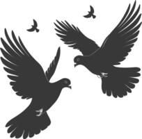 AI generated Silhouette dove bird animal fly couple pigeon black color only vector