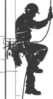 AI generated Silhouette electrician in action full body black color only vector