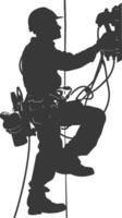 AI generated Silhouette electrician in action full body black color only vector