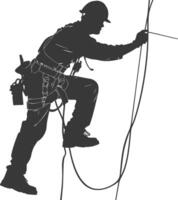 AI generated Silhouette electrician in action full body black color only vector