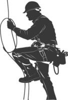 AI generated Silhouette electrician in action full body black color only vector