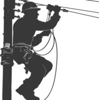 AI generated Silhouette electrician in action full body black color only vector